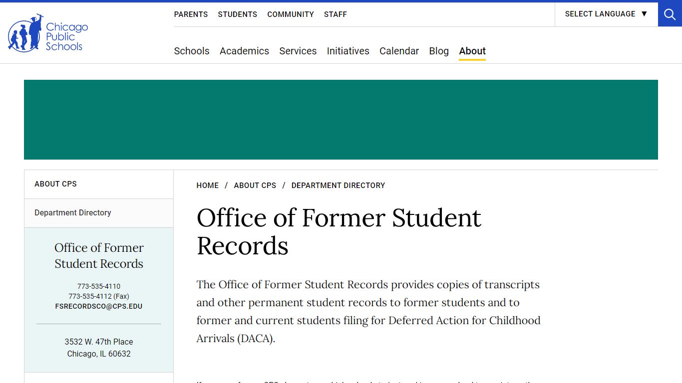 Office of Former Student Records | Chicago Public Schools