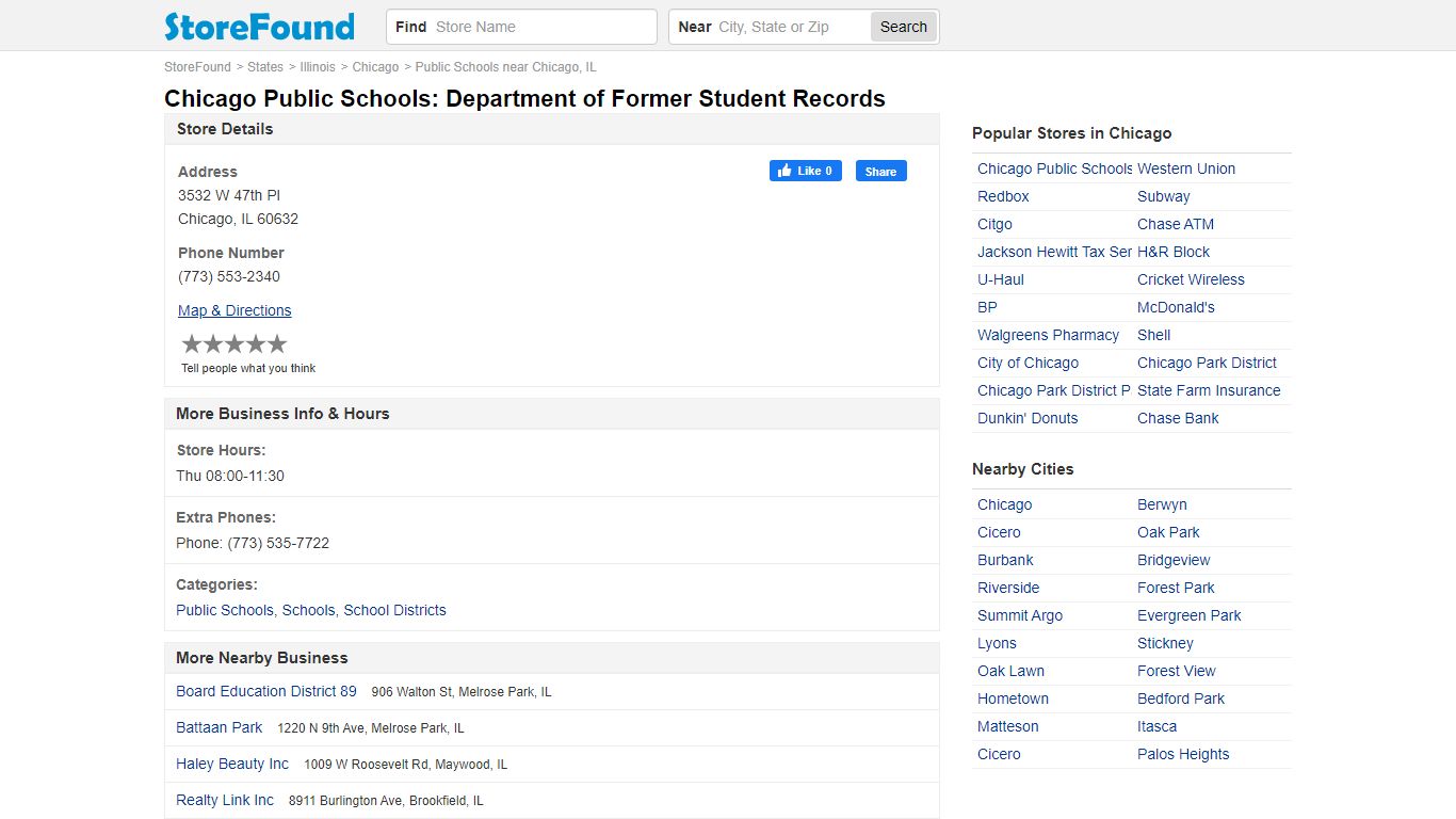 Chicago Public Schools: Department of Former Student Records